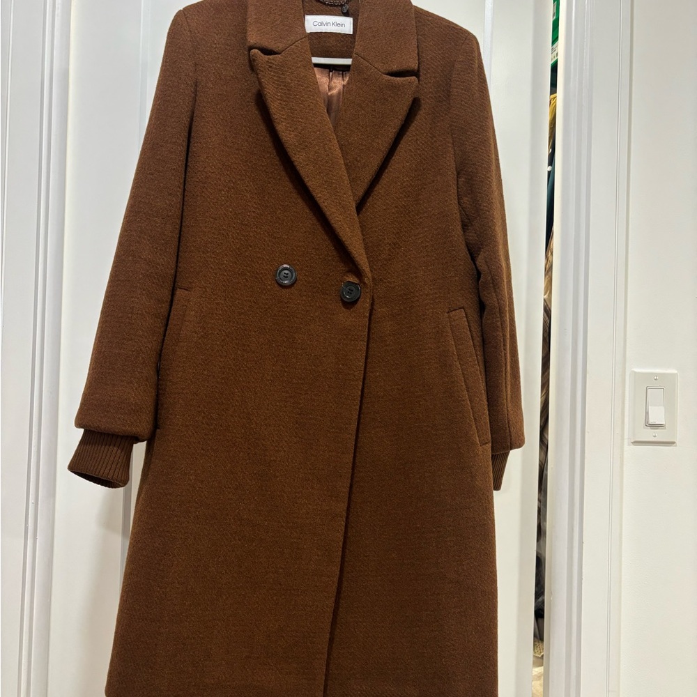 Calvin Klein Women's Brown Double-Breasted Trench Coat